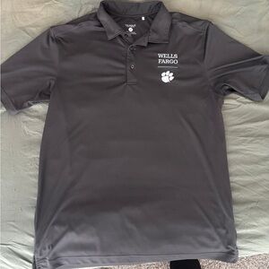 Clique Clemson Golf Dri-Fit Polo Shirt Wells Fargo Logo Grey | Men’s L